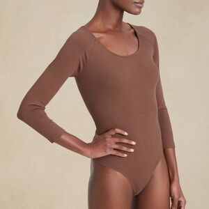 New Ribbed Ballet Neck Bodysuit Size L